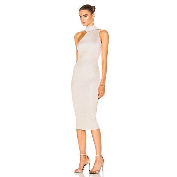 CUSHNIE One Shoulder Mock Neck Pencil Dress in size XS - Picture 3 of 11